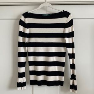 RALPH LAUREN WOMENS Boat Neck Striped Sweater